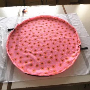 Extra large waterproof toy storage bag portable round beach play mat with sunflower pattern.