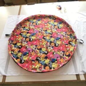 Cartoon print waterproof toy storage bag large round portable beach toy organizer mat details