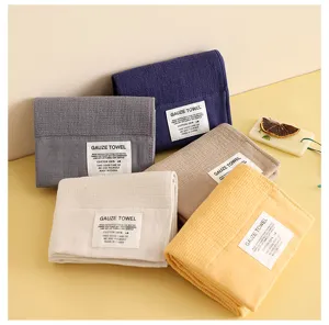 Set de toallas de baño de gasa de algodón suave, gruesas y absorbentes para casa.