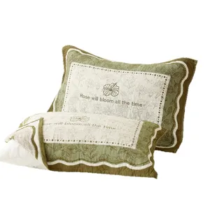 Cotton gauze pillowcase pair soft breathable vintage floral pillow cover for home use