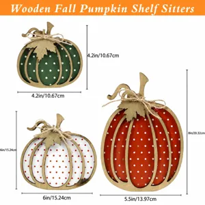 Wooden fall pumpkin shelf sitters autumn rustic farmhouse tiered tray table decor items
