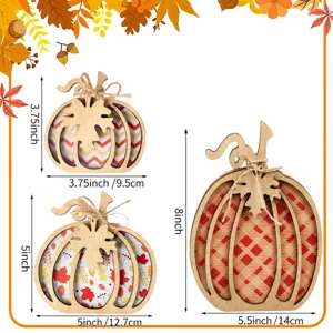 Wooden pumpkin size chart for autumn harvest home decor, farmhouse tabletop wooden sign display.