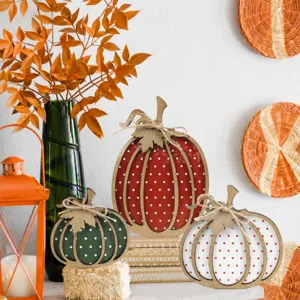 Wooden pumpkin autumn decoration tabletop ornament farmhouse harvest home kitchen display piece