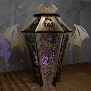Halloween Wooden Hollow Bat Lampshade Vintage Candle Holder Pumpkin Spider Web Party Hanging Lantern Home Decor