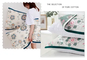 Pure cotton gauze pillow towel, breathable and soft single bed cover with floral print for home use.