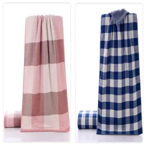 Cotton gauze plaid towel, breathable and absorbent face towel for couple, soft daily use.