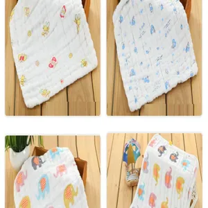 Gant de toilette bébé en coton douce gaze carré serviette absorbant visage mignon imprimé