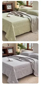 Katoenen gaas deken en kussensloop set, zachte en ademende bloemen bedsprei comfort.