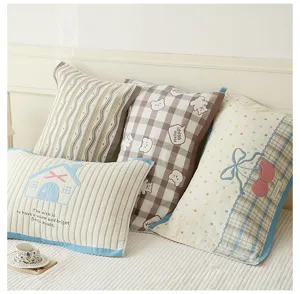 Soft breathable cotton gauze pillow covers, comfortable home textile bedroom decor for daily use.