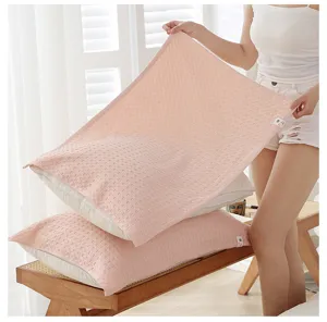 Solid color waffle pillow towel for home and student dorm, breathable and soft to touch.