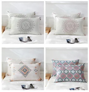 Cotton gauze pillowcase breathable Japanese style ethnic geometric print bedding cover