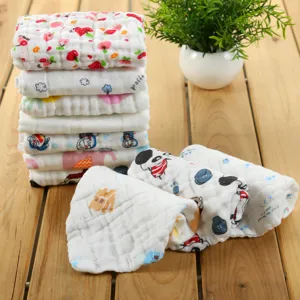 Pur Coton Bébé Bavoir Doux Absorbant Gaze Visage Laveur Maternité Enfants Serviette Mignon Imprimé Dessin Animé Soin Quotidien