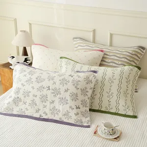 Soft Cotton Gauze Pillow Towel Breathable Sweat-Absorbing Pillow Cover Adult Household Pillow Protector Bedding Linens