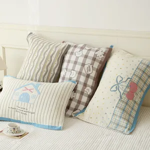Soft high density cotton gauze pillowcases breathable home bedroom pillow covers set main