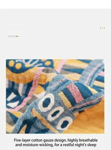 Close-up view of the 5-layer cotton gauze blanket fabric, showing soft breathable texture details.