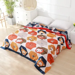 Cartoon Dinosaur Cotton Gauze Towel Quilt Soft Breathable Air Conditioning Blanket Nap Throw Bedding