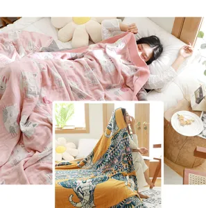 5-layer gauze cotton summer blanket breathable soft air conditioning quilt for home bed sofa