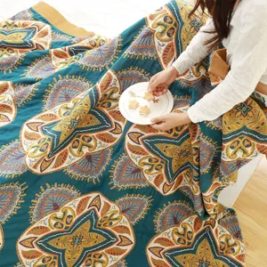 Zachte 5-laags katoenen deken ademende zomerdeken vintage mandala stijl voor thuisbeddengoed