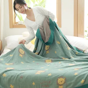 Five Layer Gauze Cotton Blanket Soft Lightweight Summer Air Conditioning Quilt For Bed