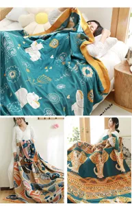 Comfortable 5-layer cotton gauze towel blanket, breathable summer air conditioning quilt.