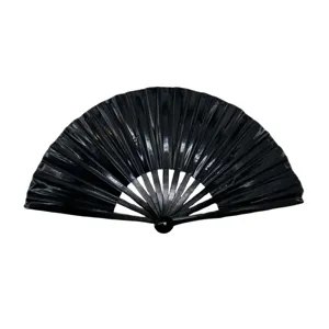 Black folding fan dance fan kung fu fan for music festival party disco atmosphere props