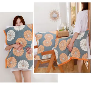 4-layer gauze cotton pillow towel soft floral printed home bedding cover single piece