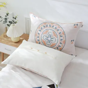 Japanese style 3-layer cotton gauze pillowcase, breathable geometric printed cover.