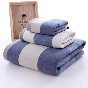 Gros coton britannique carreaux serviette de bain doux respirant gaze boucle grand bébé bain