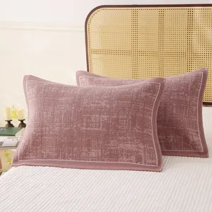 Comfortable cotton gauze pillowcases in mauve, breathable couple pillow covers for bedroom decor.