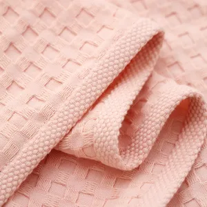 Pink waffle weave towel main image showing soft texture and fine edge detail for daily home use.