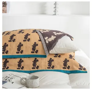 Cotton gauze Mickey silhouette pillowcase, soft breathable cover for adult bedroom sleep comfortable.