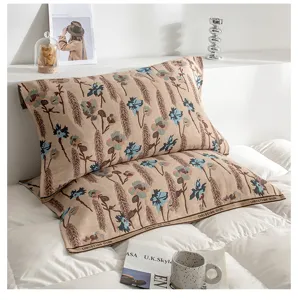 Cozy cotton floral pillow cover soft breathable pillowcase for bedroom home bedding decor