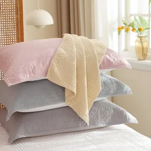 Pure Cotton Four Layer Gauze Pillow Towel Solid Color Simple Household Pillow Cover Breathable Bedding