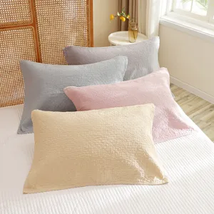 Pure cotton 4-layer gauze pillow covers solid color simple home dorm pillow protectors
