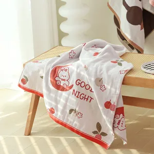 Serviette de bain en gaze de coton 80x160cm absorbante douce pour adulte avec motif lapin