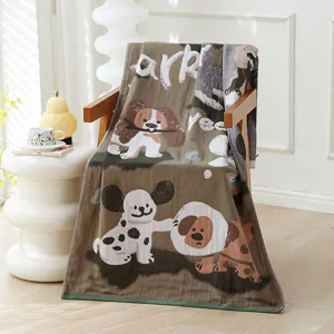 Jolie serviette de bain en coton à motif de dessin animé couverture douce et respirante.