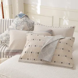 Nordic style cotton linen pillow towel set simple home bedroom breathable bed pillow cover