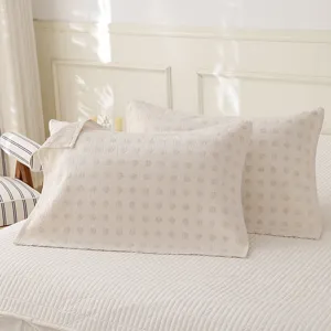 Cotton linen pillow towel pair, Nordic style polka dot pillow cover for all seasons home.
