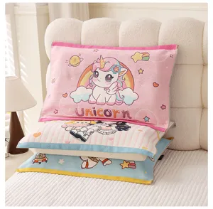 Children cartoon cotton pillow towel soft breathable cute unicorn print pillowcase
