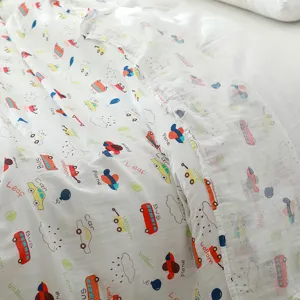 Couverture d'été en coton pour enfants en double gaze légère respirante imprimé dessin animé