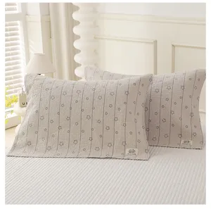 Soft pure cotton pillow covers with cute star and stripe patterns for home bedroom use.