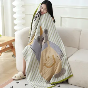 Toalla de baño de algodón con estampado de oso bonito y manta de verano acogedora para casa.