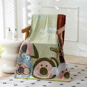 Toalla de baño de gasa de algodón 80x160cm, bonito diseño de dibujos animados manta de verano.