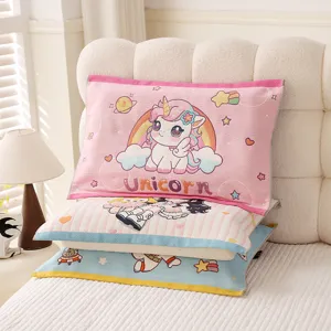 Cute cartoon printed cotton pillowcase for kids breathable soft bedding for home use