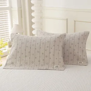 Cotton pillow covers set of 2, cute star striped pillowcases for home bedroom decor.