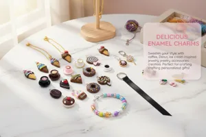 Detailed view of 20 mixed resin dessert food charms for DIY handmade jewelry crafting