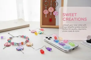 Vibrant resin bear and lollipop charms used for DIY phone cases and jewelry crafts