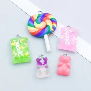 Colorful resin candy and bear charms for DIY jewelry making accessory mix