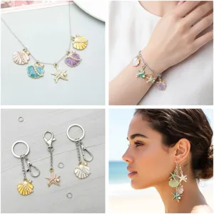 Enamel starfish and seashell jewelry charms for DIY necklaces bracelets and earrings