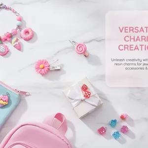 Detailed view of assorted cute resin charms for DIY jewelry and accessories